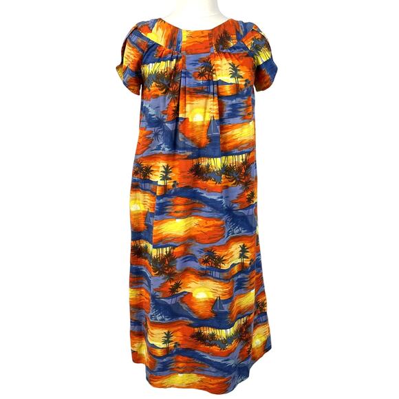 VTG Pacific Isle Creations of Hawaii Womens 20 Muu Muu Dress Sunset Tropical USA - Picture 1 of 11